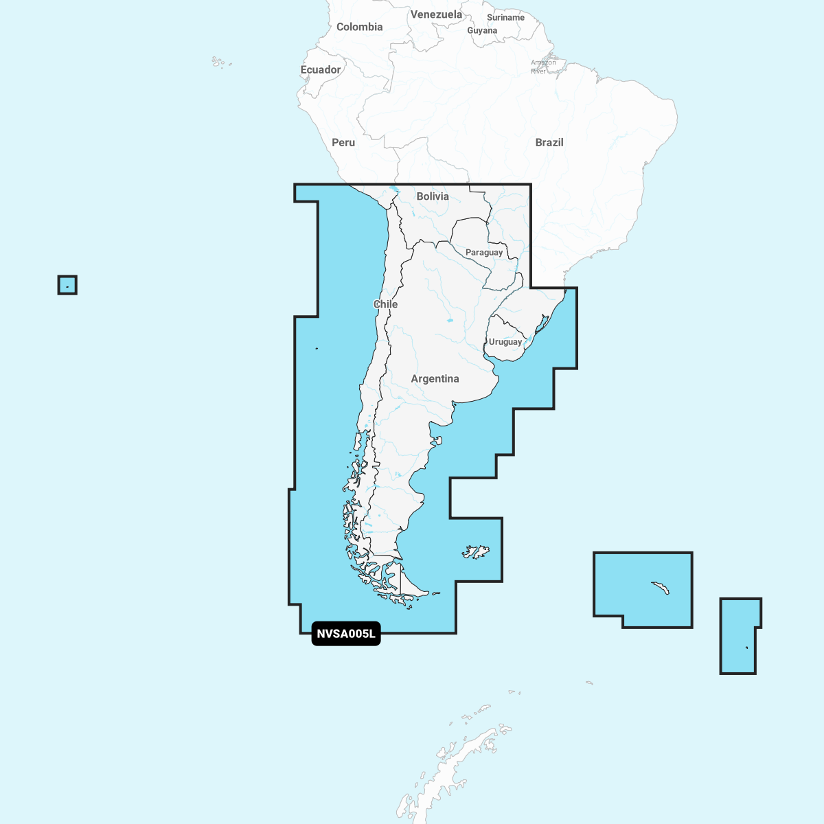 Chile, Argentina e Islas del Este - Carta Marina Garmin Navionics Vision+ | NVSA005L | microSD/SD y suscripción de un año